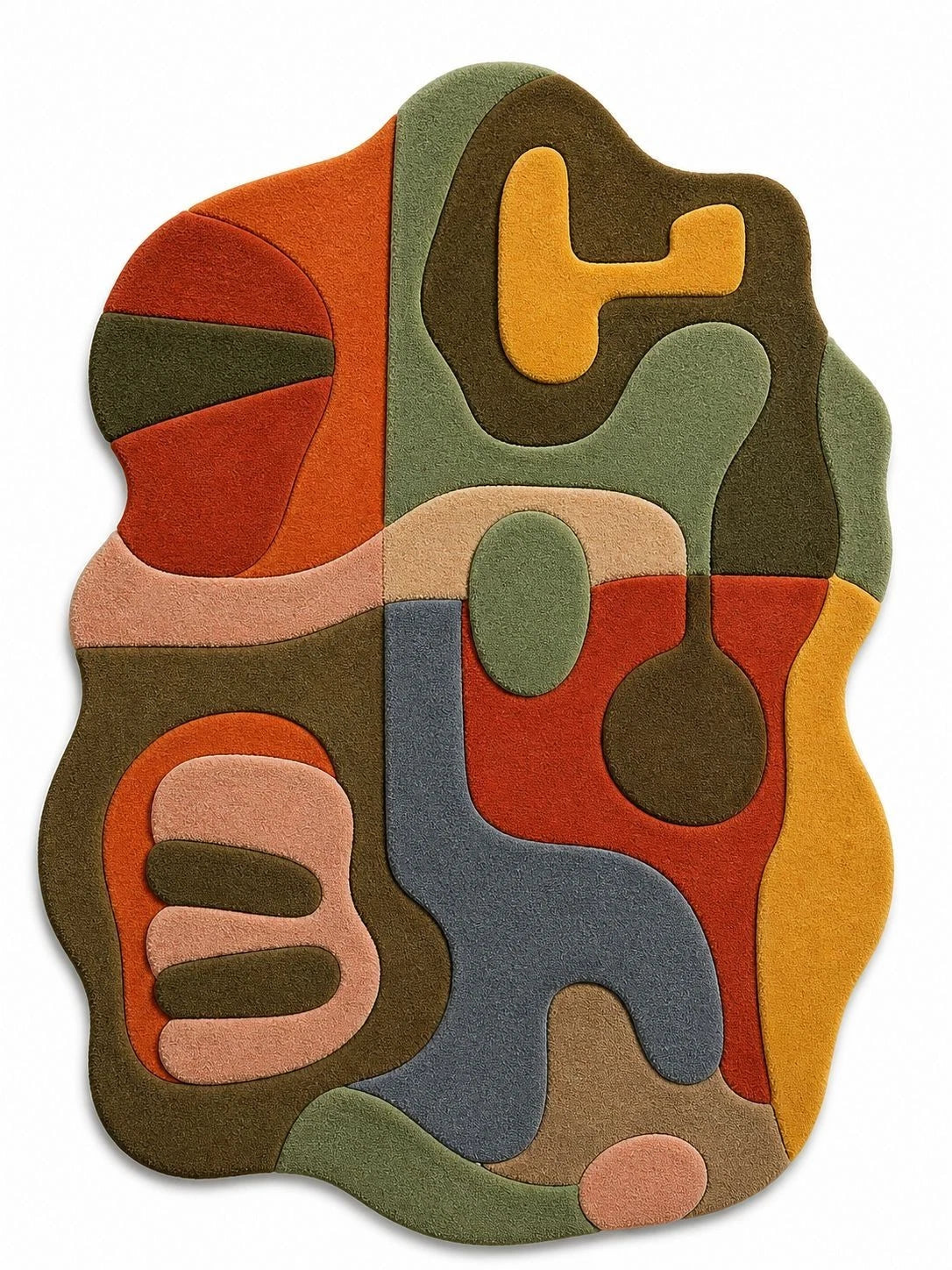 Sculptural Hand Tufted Wool Rug | Abstract Earth Tones Modern Carpet